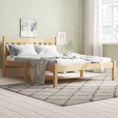17 Stories Bed Frame White Solid Wood 135X190 Cm 4FT6 Double
